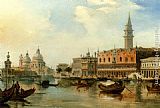 Reception of The Ambassador in The Doge's Palace Paintings - The Bacino, Venice, With The Dogana, The Salute And The Doge's Palace by Edward Pritchett